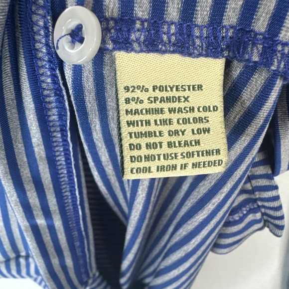 Donald Ross Sport Polo M Gray Blue Stripe Long Sleeve Golf Performance - Picture 7 of 9